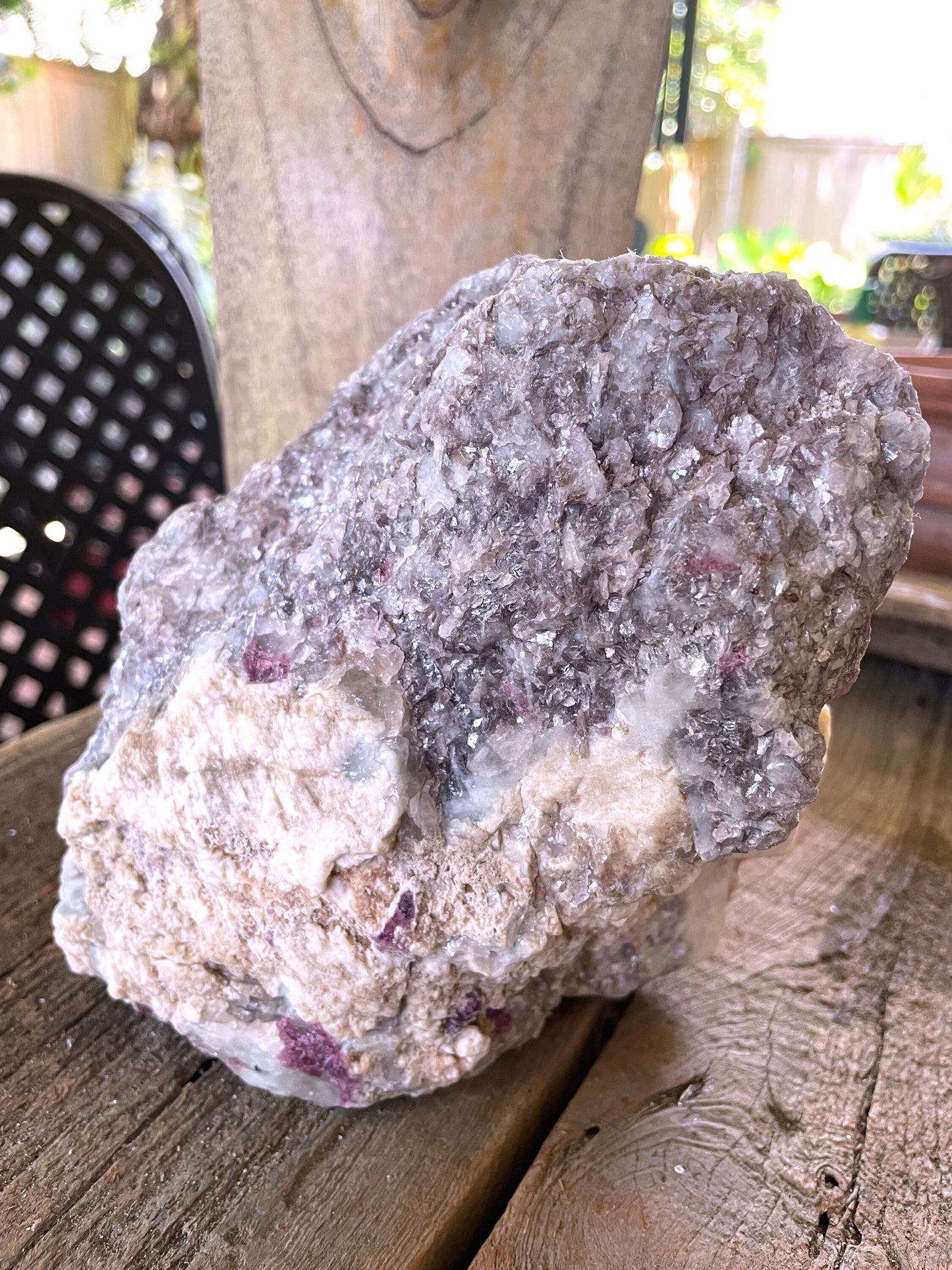 Beautiful Lepidolite with Quartz, Feldspar and Rubellite Tourmaline Specimen 2094g From Minas Gerais Brazil
