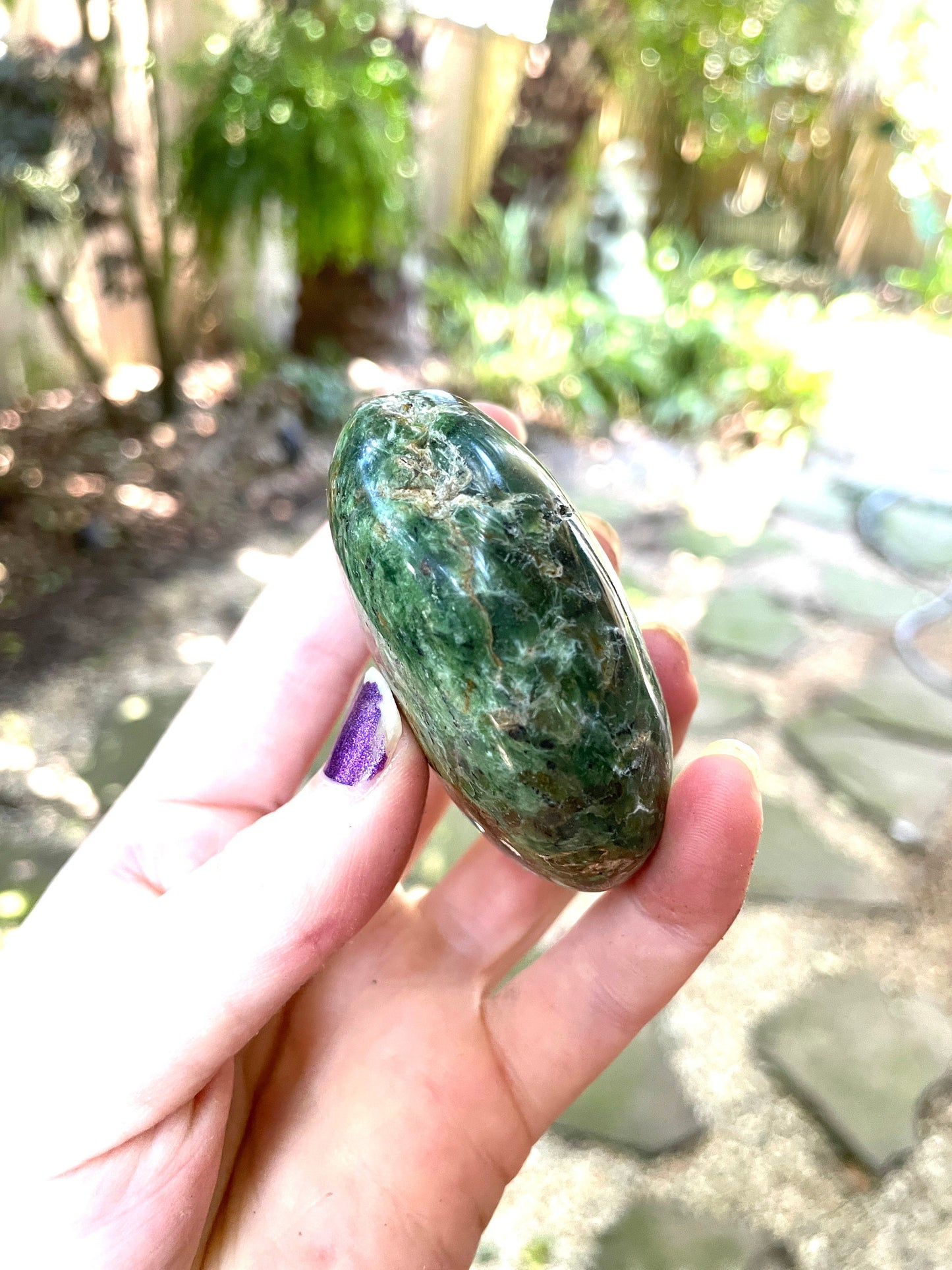 Polished Green Chrysocolla Palm Stone From Madagascar, Specimen 115.4g Mineral Crystal