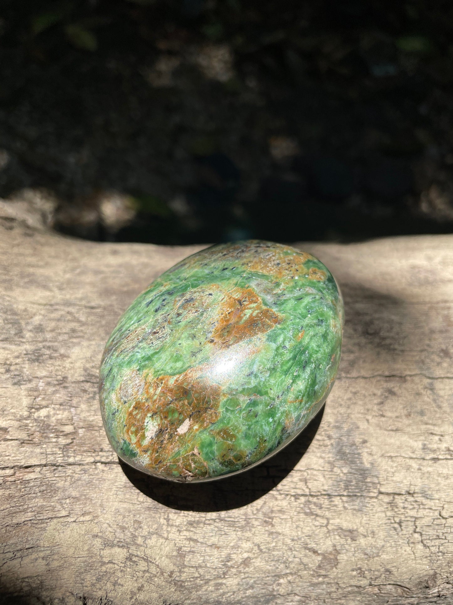 Polished Green Chrysocolla Palm Stone From Madagascar, Specimen 115.4g Mineral Crystal