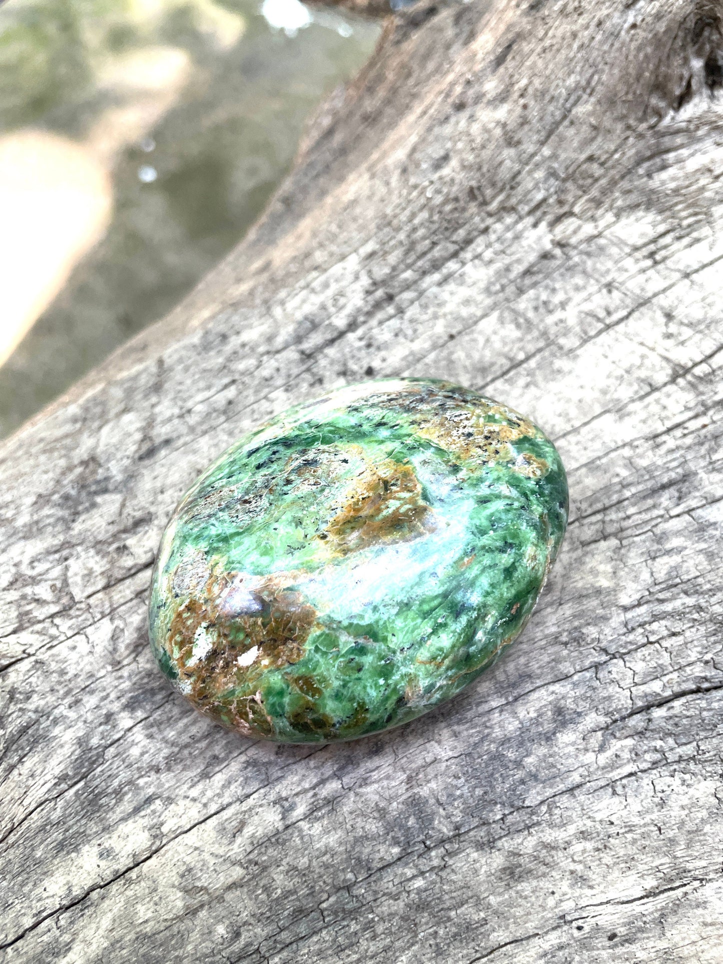 Polished Green Chrysocolla Palm Stone From Madagascar, Specimen 115.4g Mineral Crystal