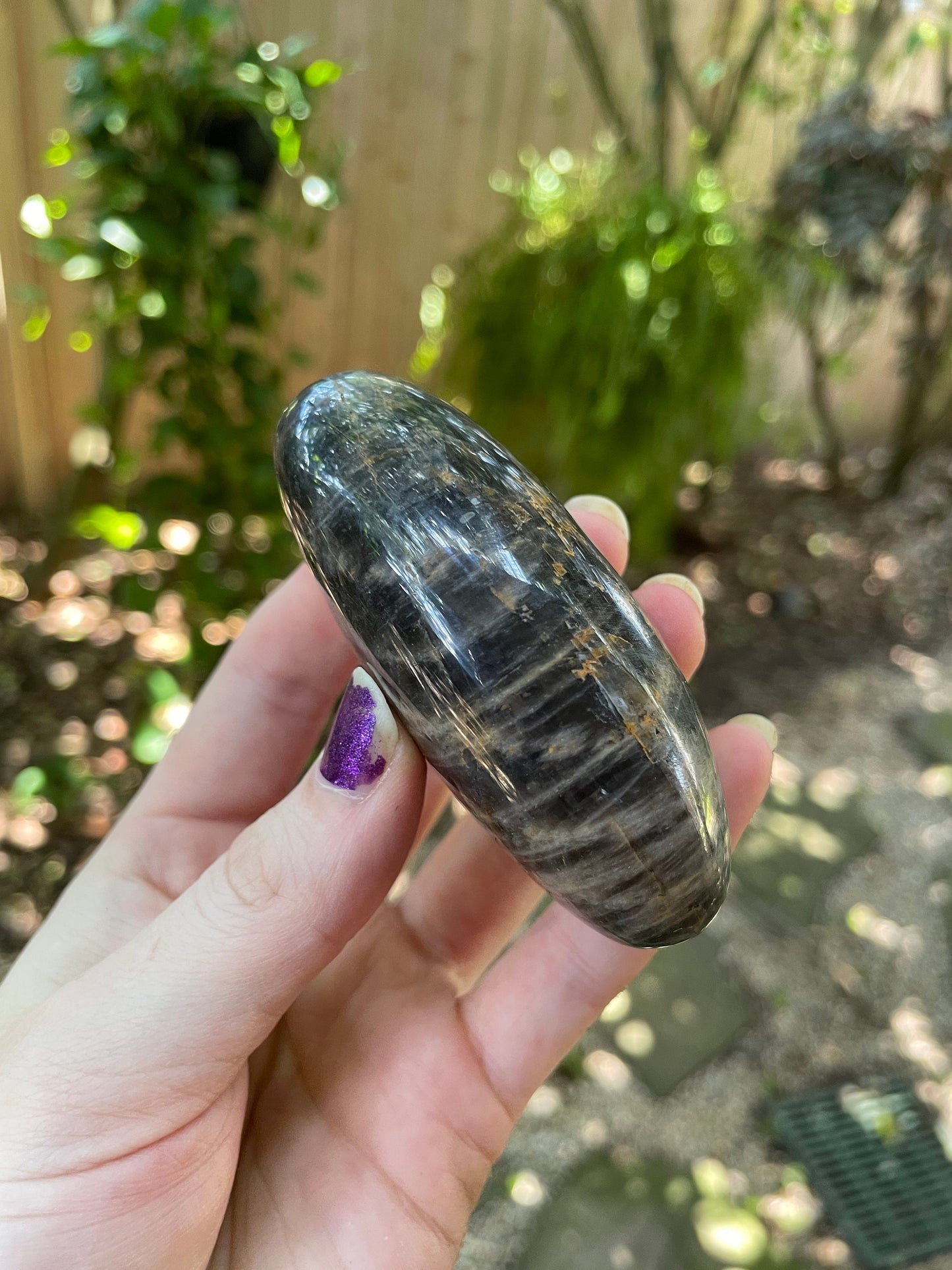 Black Moonstone Palm Stone Gallete 169.3g Specimen From Madagascar Mineral Crystal