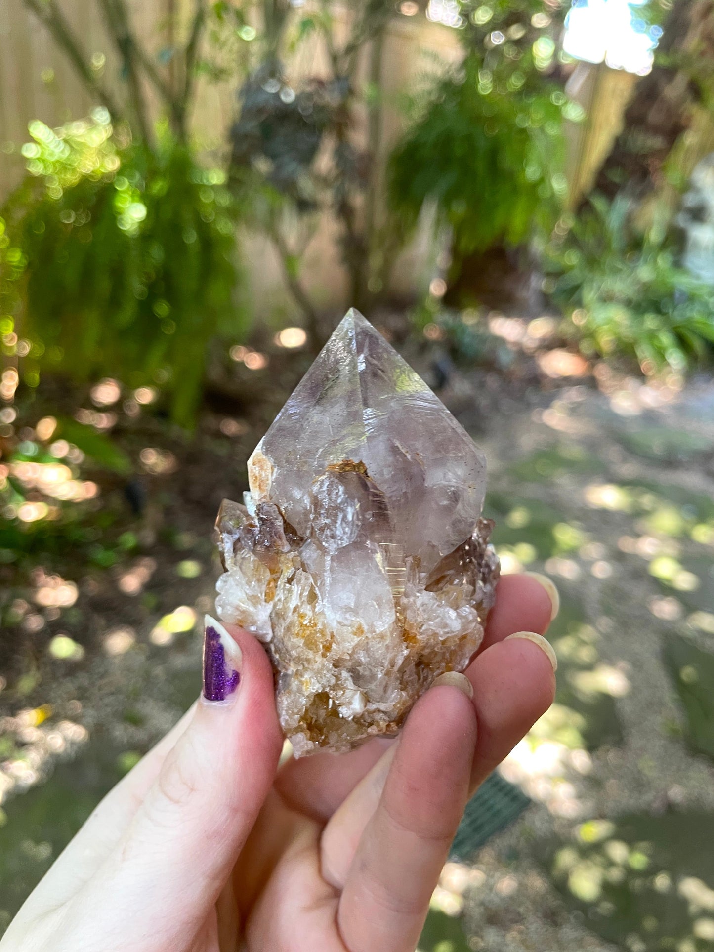 Chunky 166g Pale Amethyst Spirit Quartz Point with Iron Specimen Mineral Crystal From South Africa