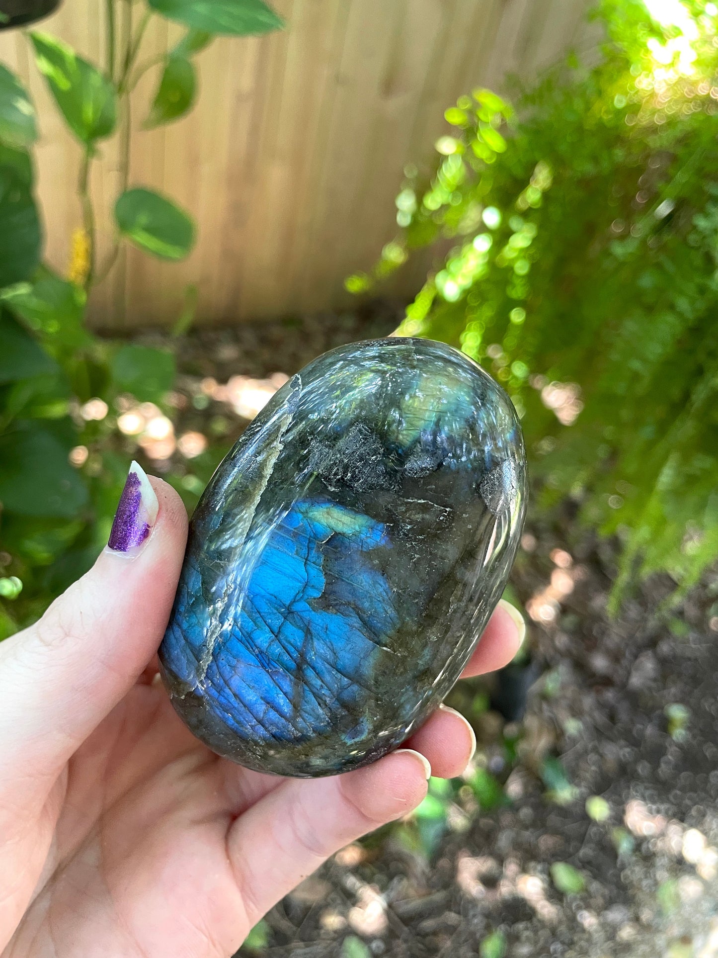 Lovely Polished  Labradorite Palm Stone 194g Great Flash From Madagascar Mineral Crystal