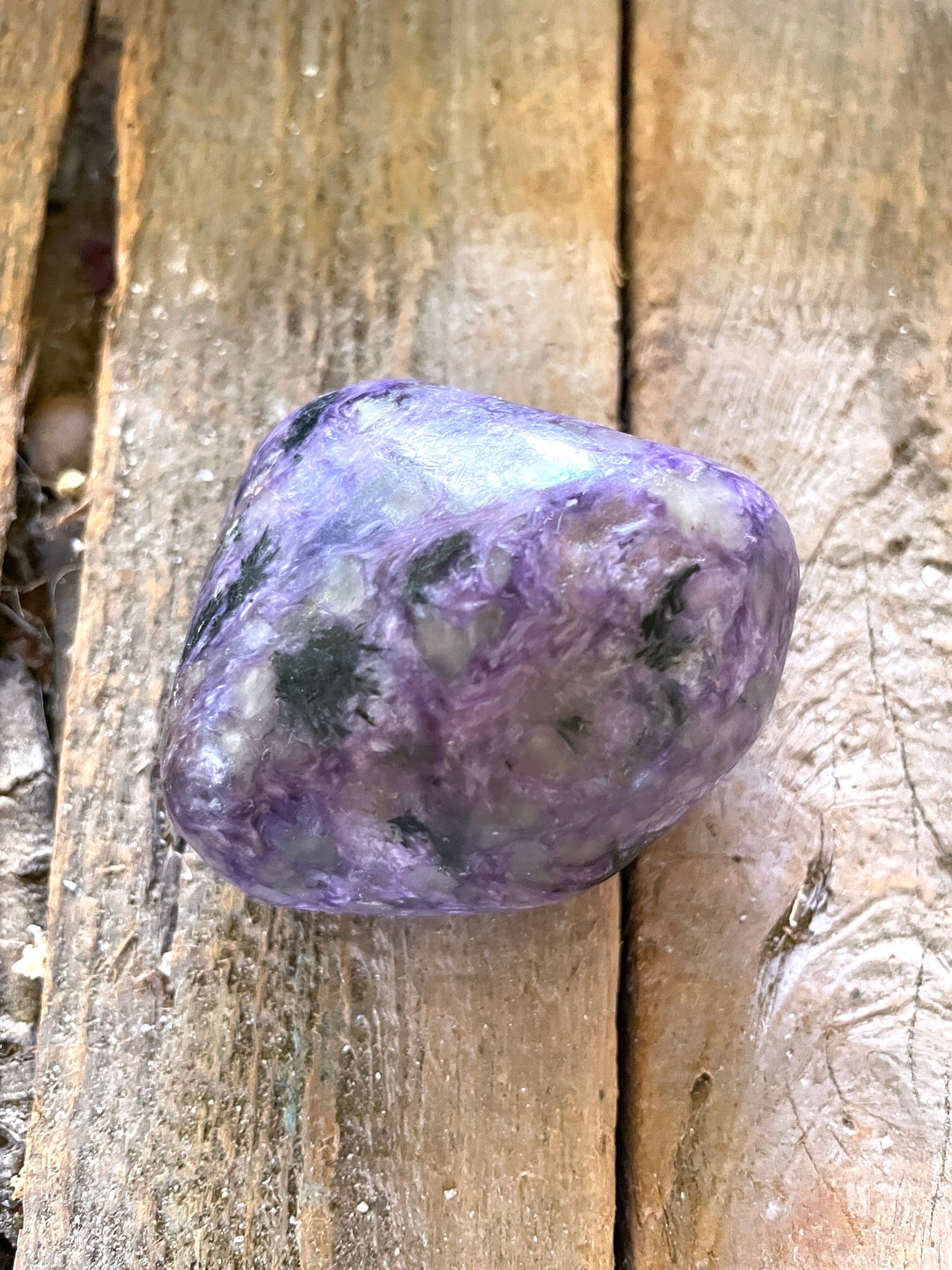 Small Charoite Palm Stone Specimen 133.1g From Sakha Republic, Siberia, Russia Mineral