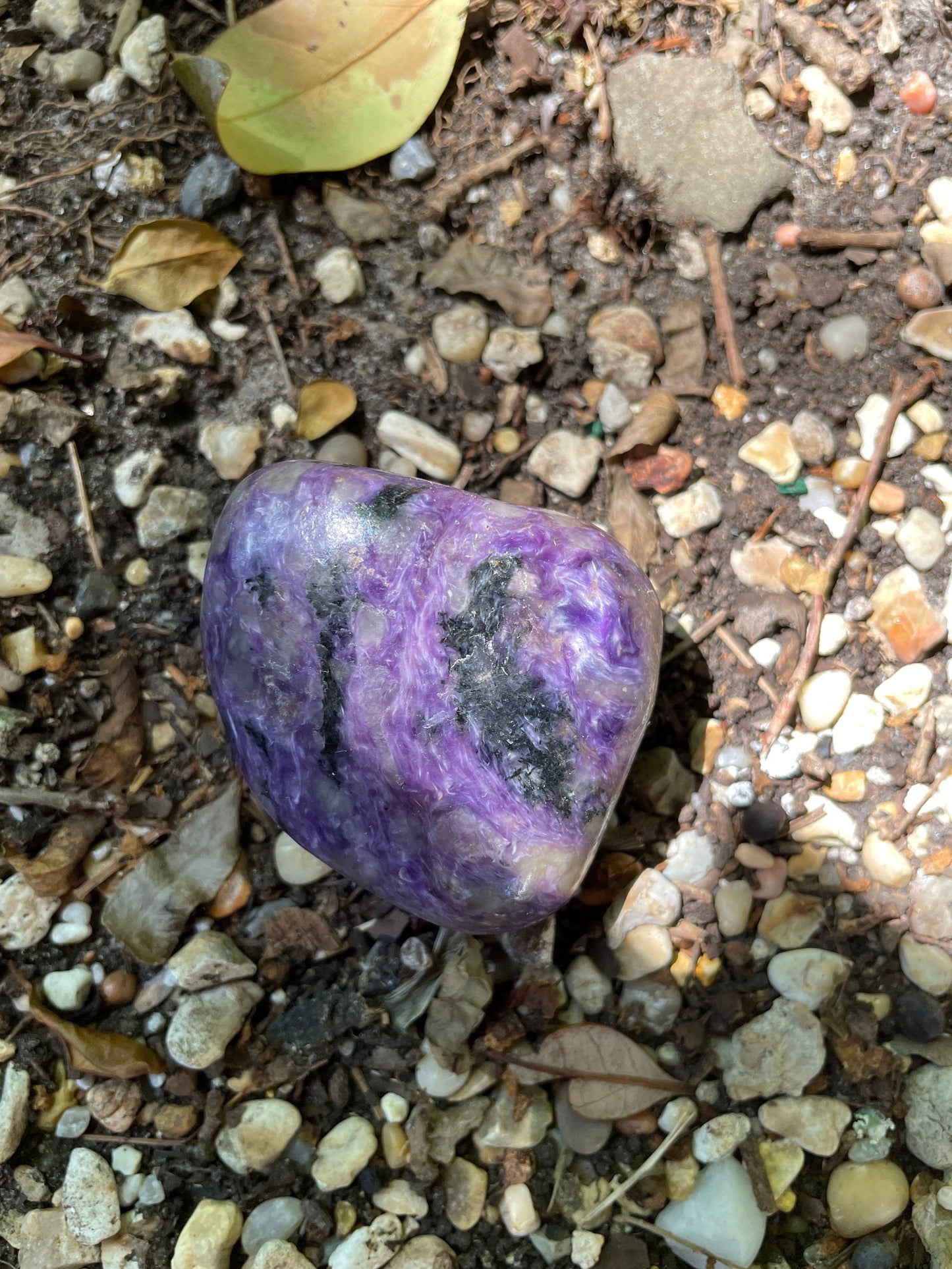 Small Charoite Palm Stone Specimen 133.1g From Sakha Republic, Siberia, Russia Mineral