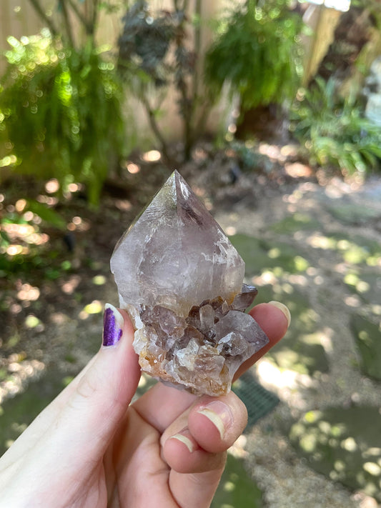 Chunky 166g Pale Amethyst Spirit Quartz Point with Iron Specimen Mineral Crystal From South Africa