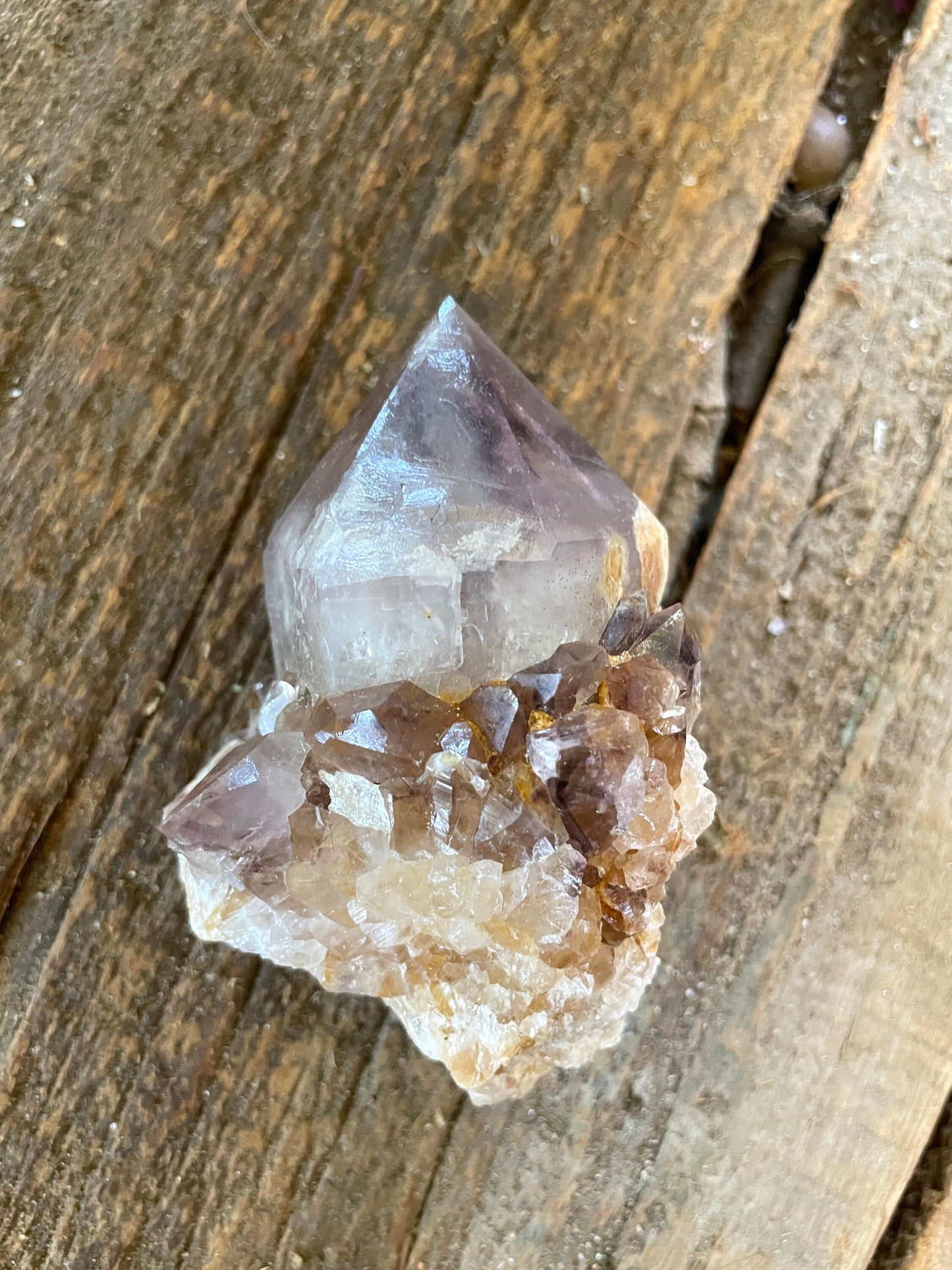 Chunky 166g Pale Amethyst Spirit Quartz Point with Iron Specimen Mineral Crystal From South Africa