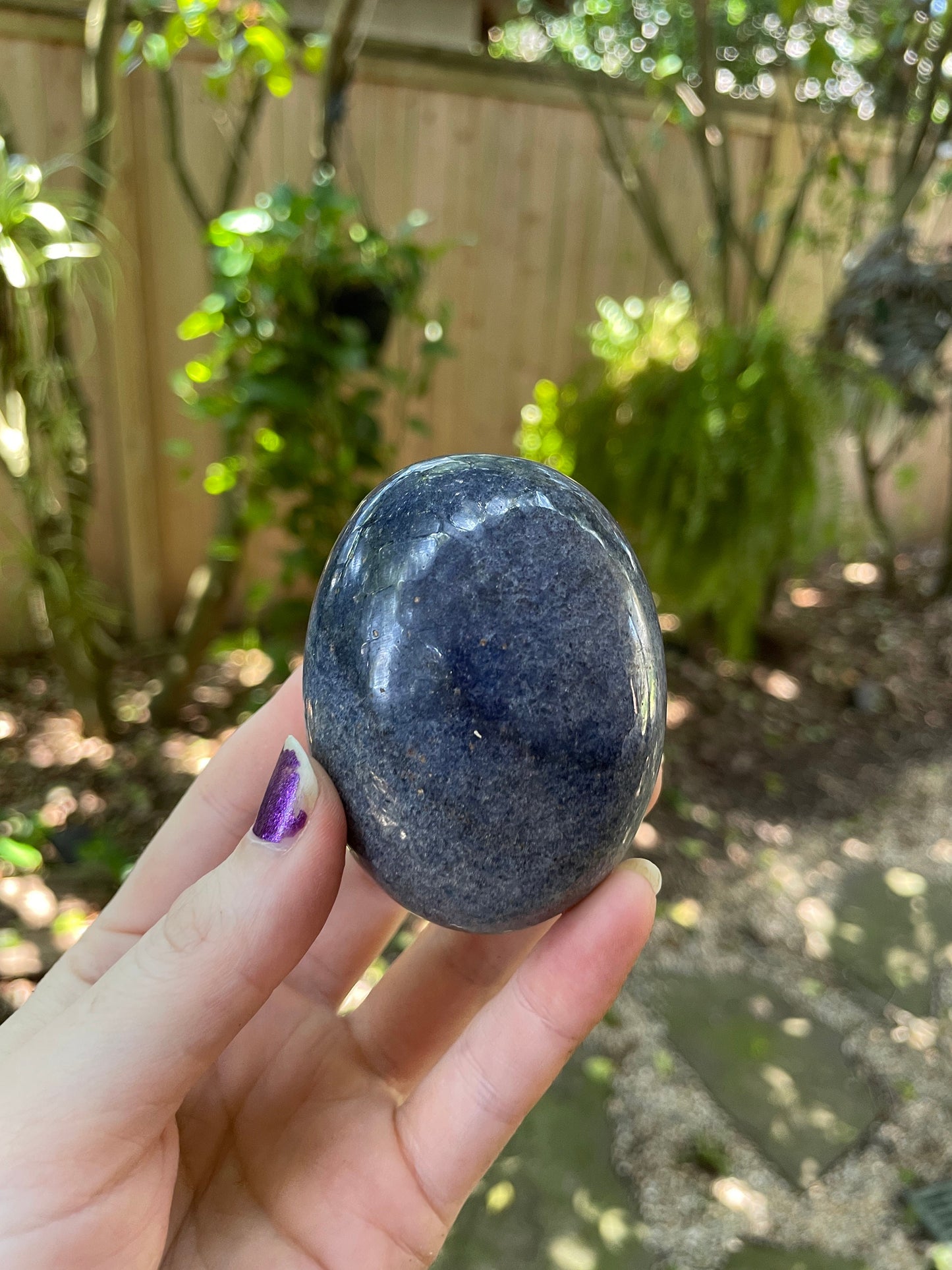 Blue Lazulite Palm Stone From Madagascar 194.8g Specimen Mineral Crystal