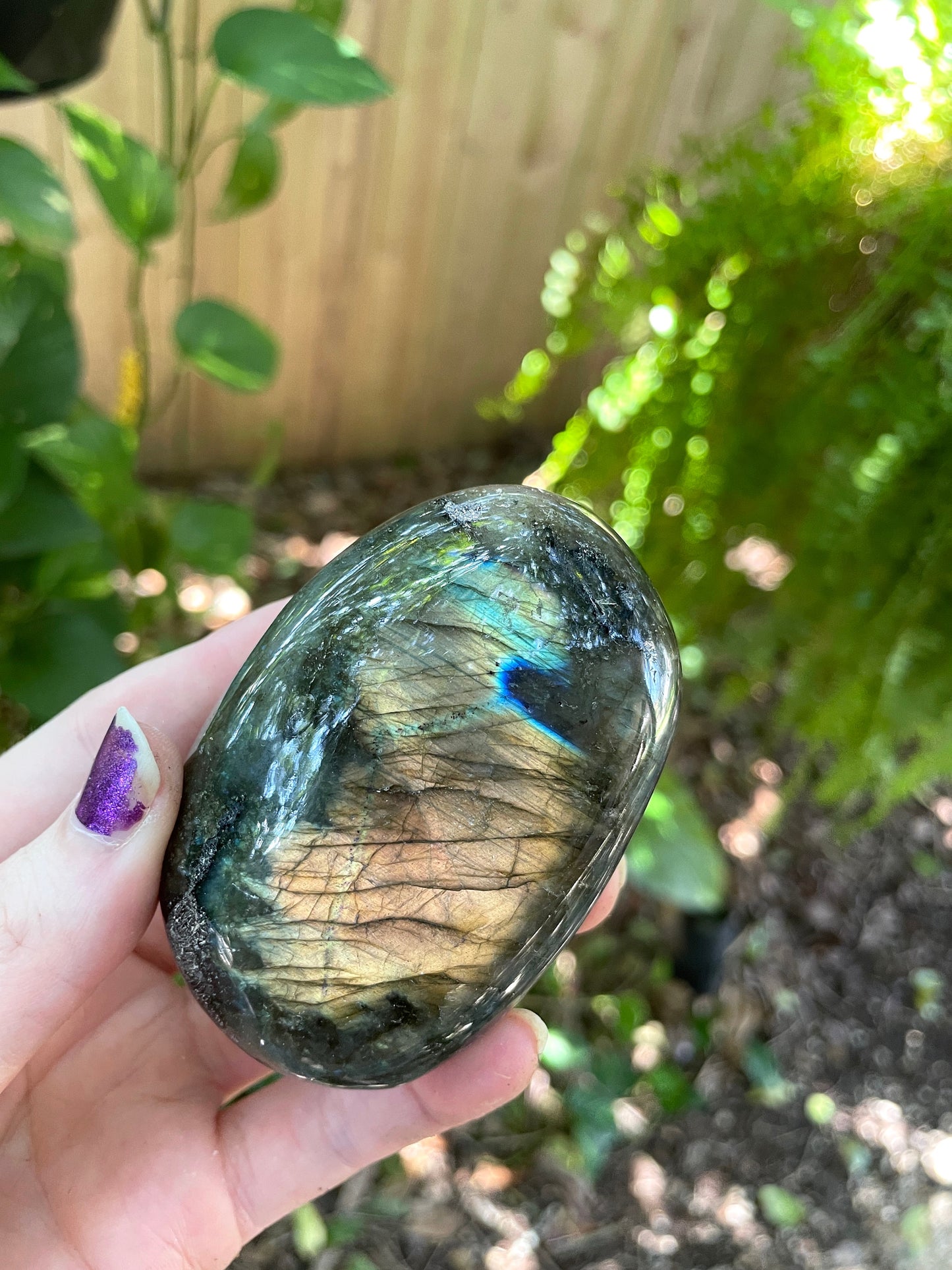 Lovely Polished  Labradorite Palm Stone 194g Great Flash From Madagascar Mineral Crystal