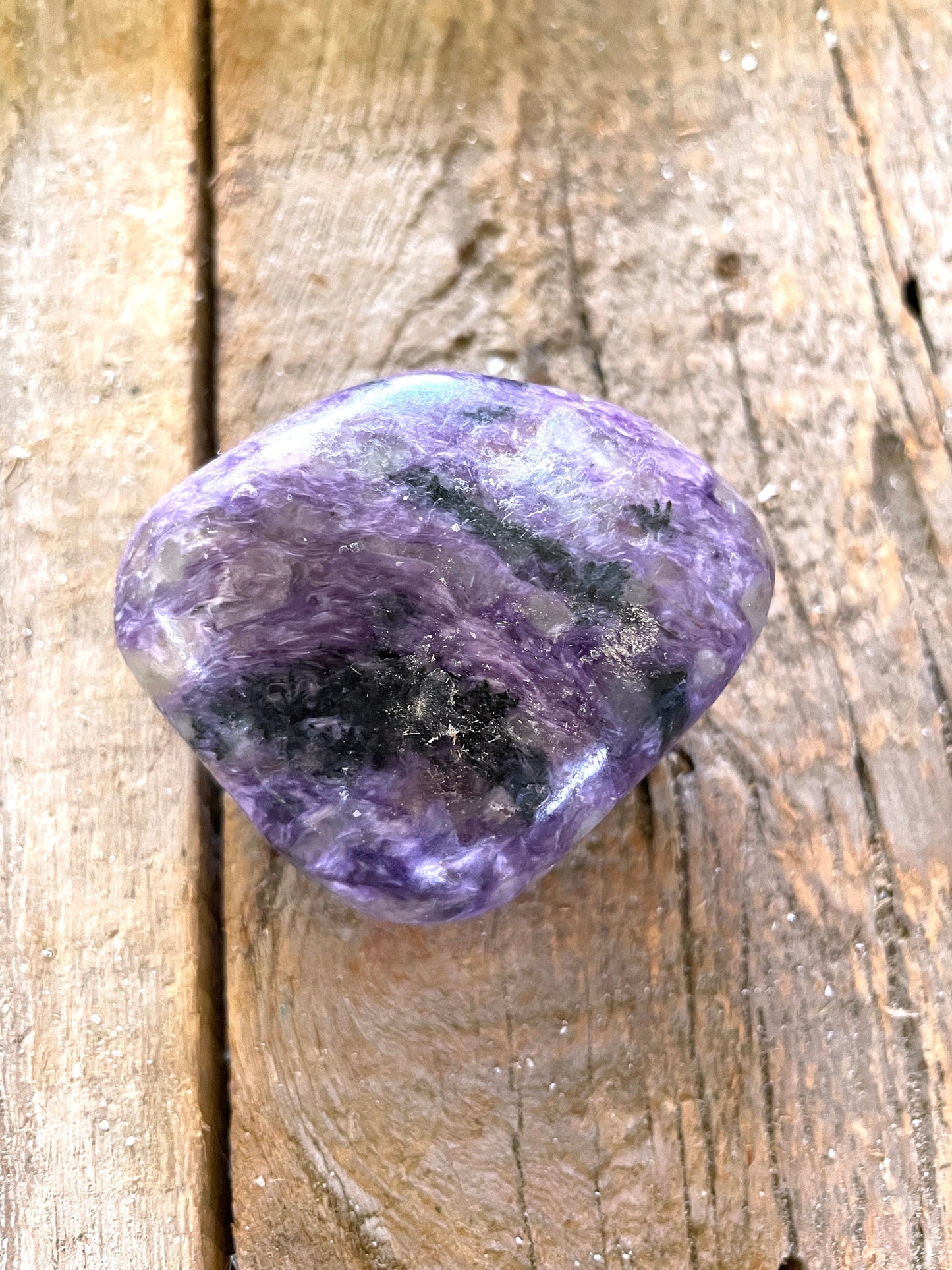 Small Charoite Palm Stone Specimen 133.1g From Sakha Republic, Siberia, Russia Mineral