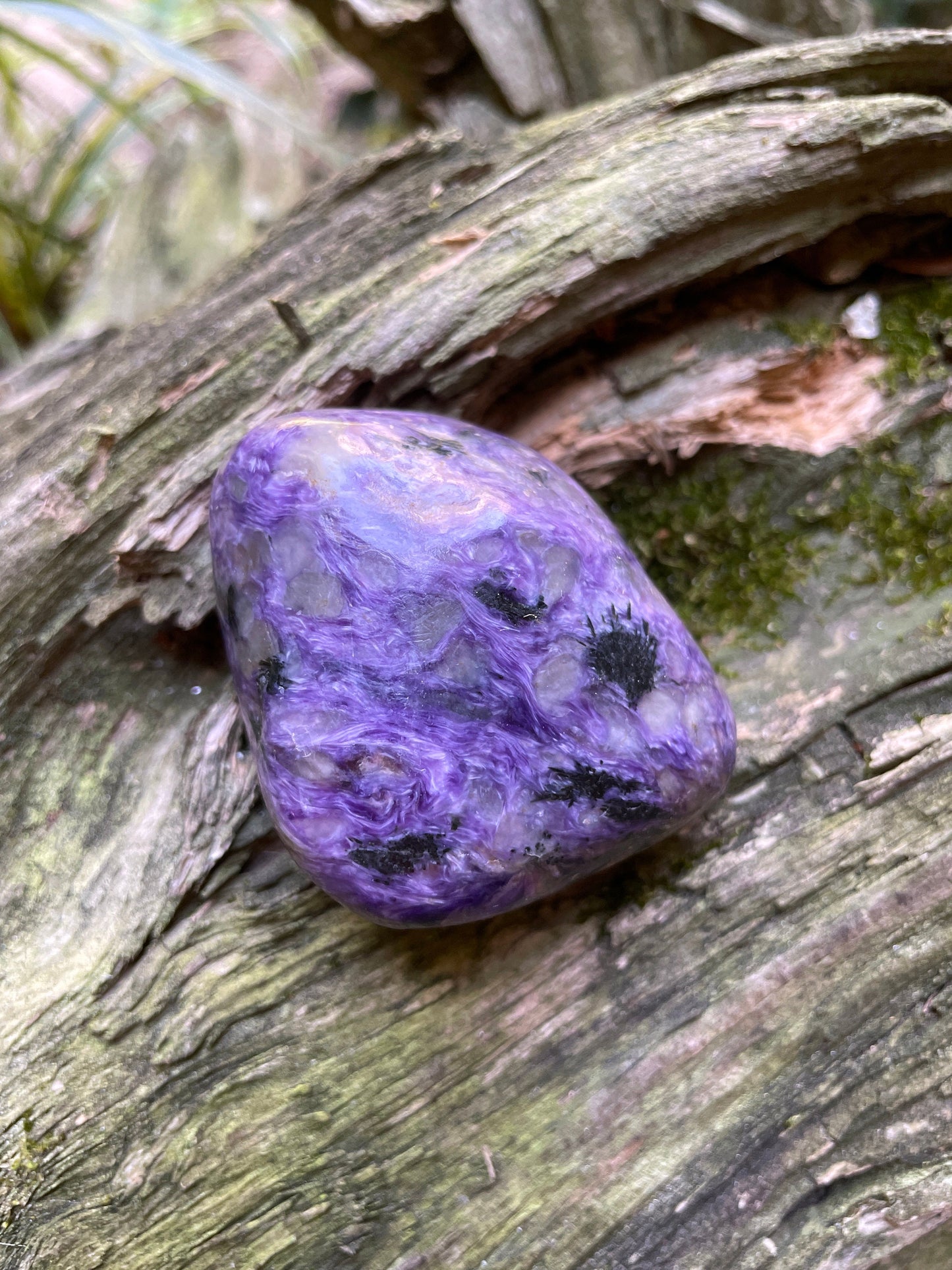 Small Charoite Palm Stone Specimen 133.1g From Sakha Republic, Siberia, Russia Mineral