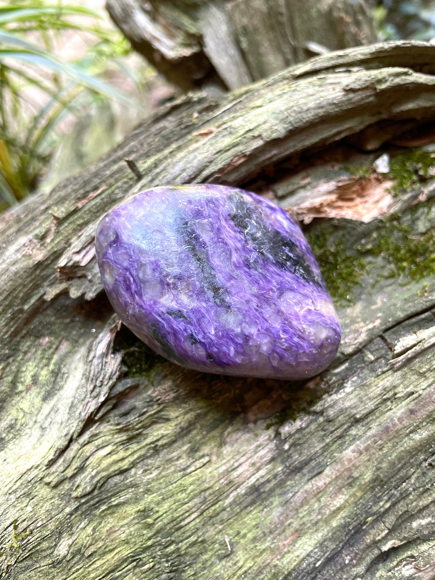 Small Charoite Palm Stone Specimen 133.1g From Sakha Republic, Siberia, Russia Mineral