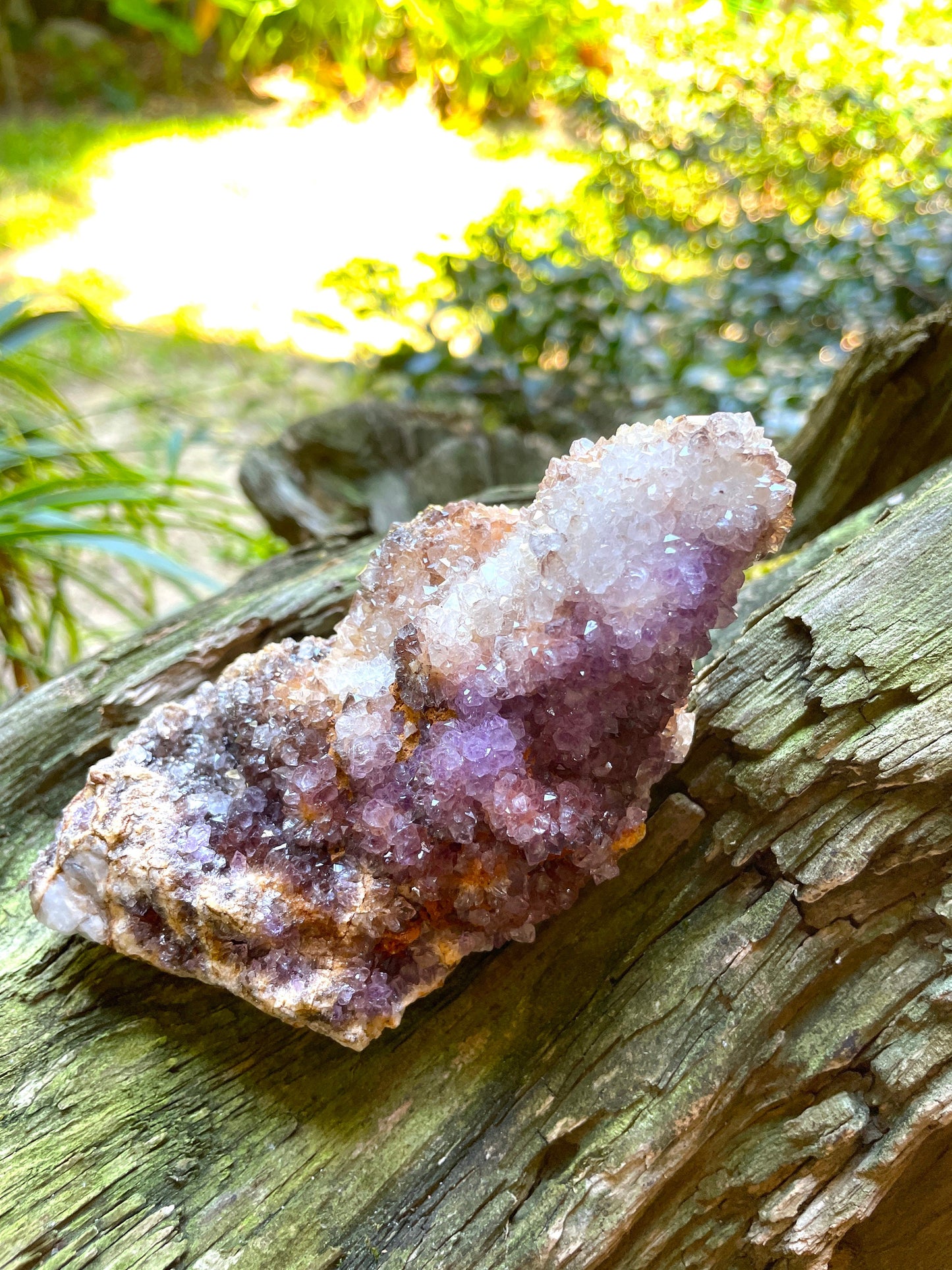 Unique  Amethyst w/Hematite and Iron Spirit Quartz Point 400g Specimen From Mpumalanga South Africa