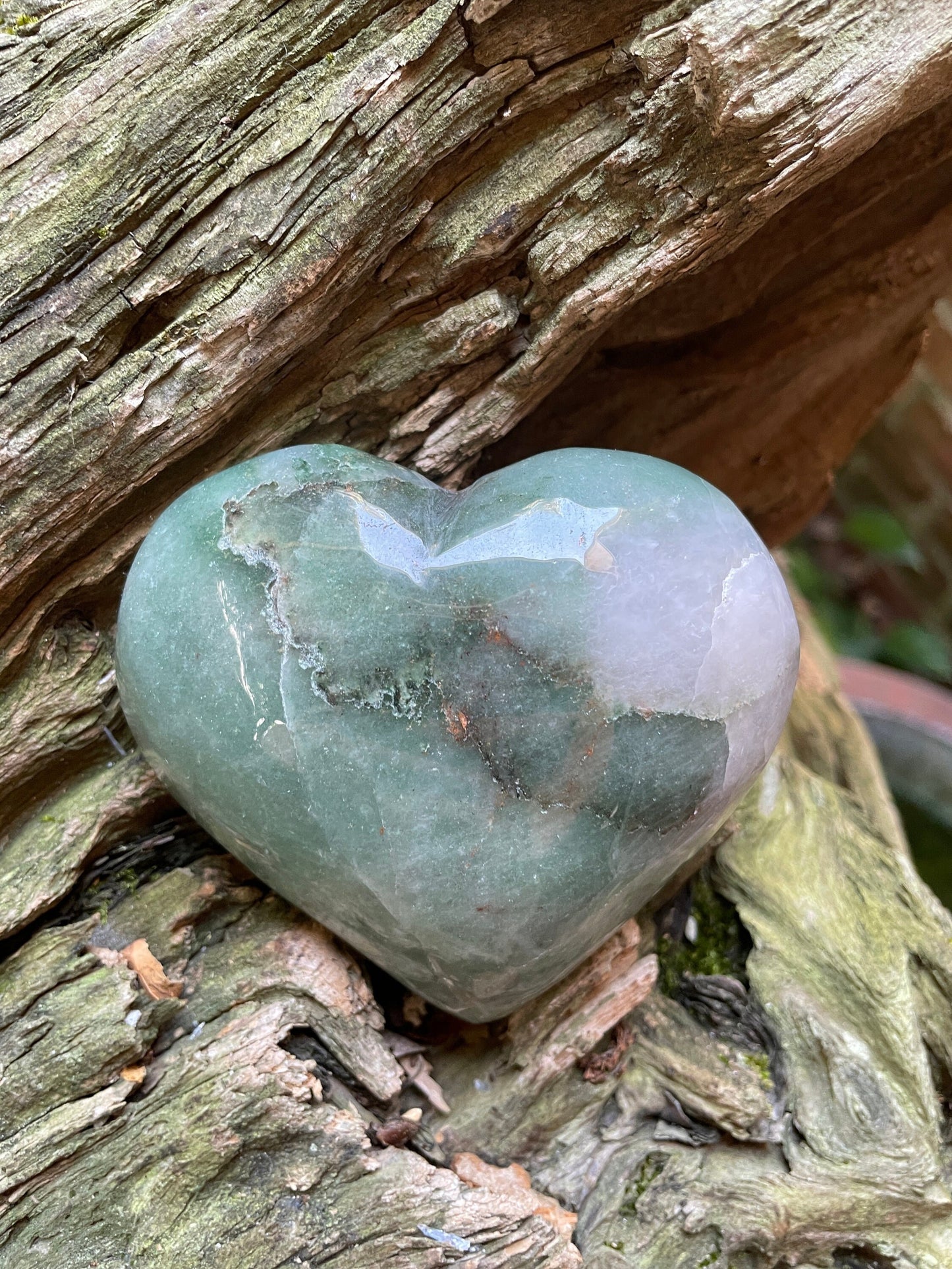 Polished Green Aventurine Fuchsite Heart Stone 341g Specimen From Brazil Mineral Crystal