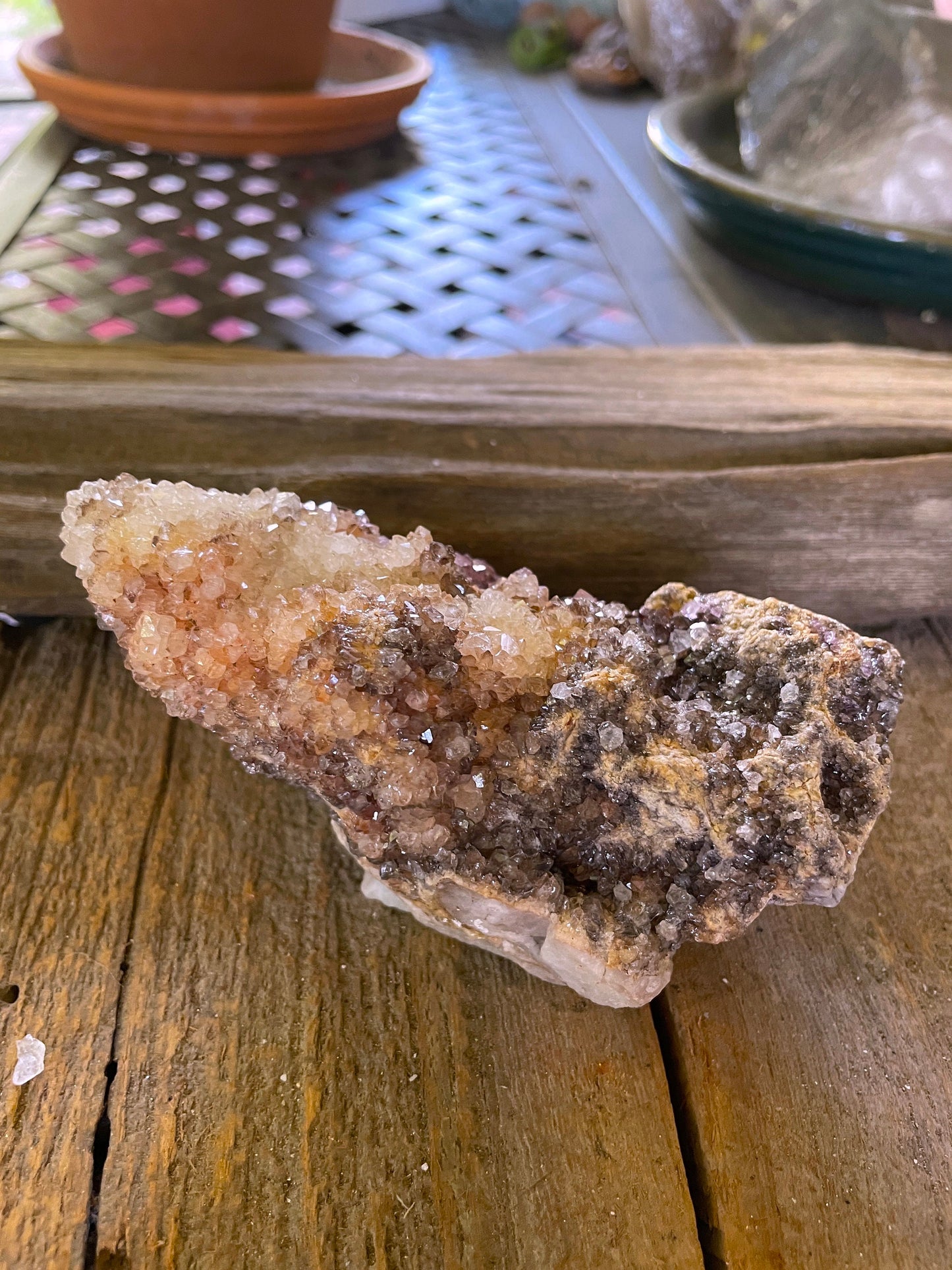 Unique  Amethyst w/Hematite and Iron Spirit Quartz Point 400g Specimen From Mpumalanga South Africa