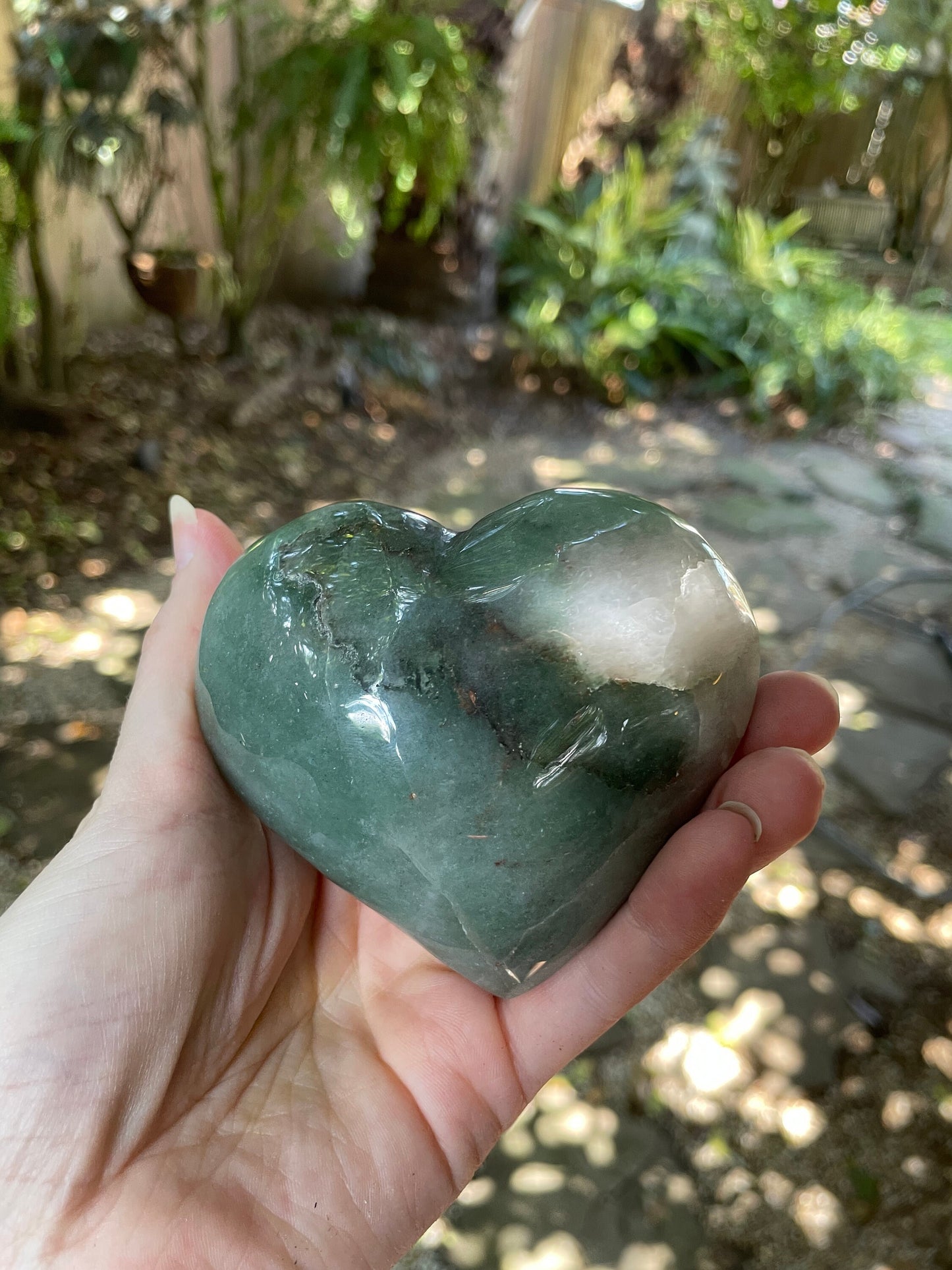 Polished Green Aventurine Fuchsite Heart Stone 341g Specimen From Brazil Mineral Crystal