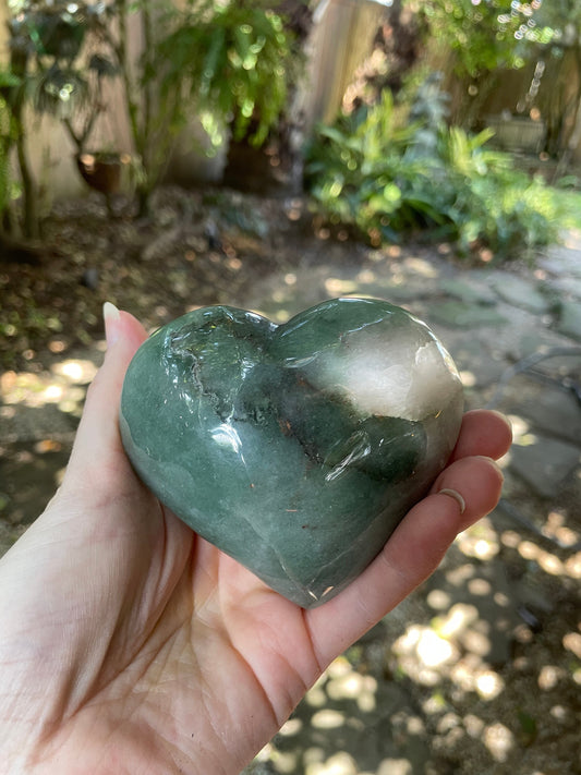 Polished Green Aventurine Fuchsite Heart Stone 341g Specimen From Brazil Mineral Crystal