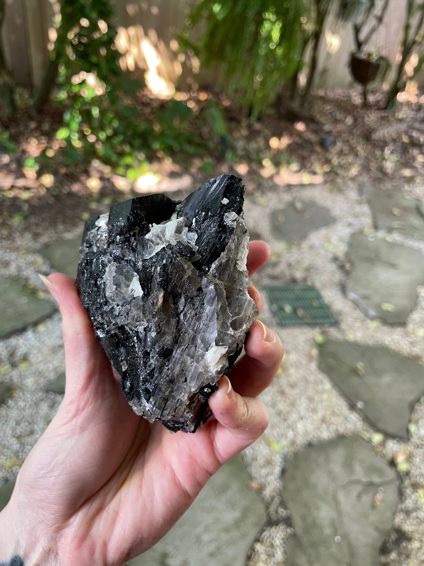 Black Tourmaline with Feldspar, Mica and Quartz From Brazil 642g 1lb 6.7oz Specimen Mineral Crystal
