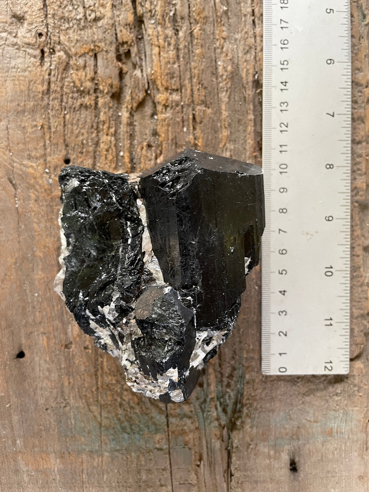 Black Tourmaline with Feldspar, Mica and Quartz From Brazil 642g 1lb 6.7oz Specimen Mineral Crystal