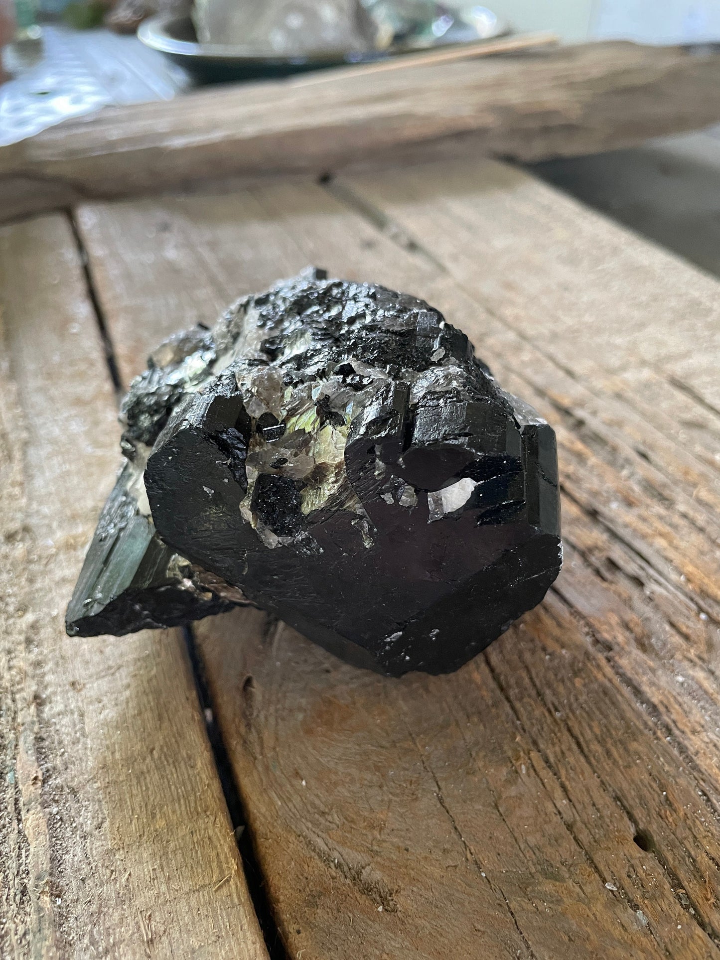 Black Tourmaline with Feldspar, Mica and Quartz From Brazil 642g 1lb 6.7oz Specimen Mineral Crystal