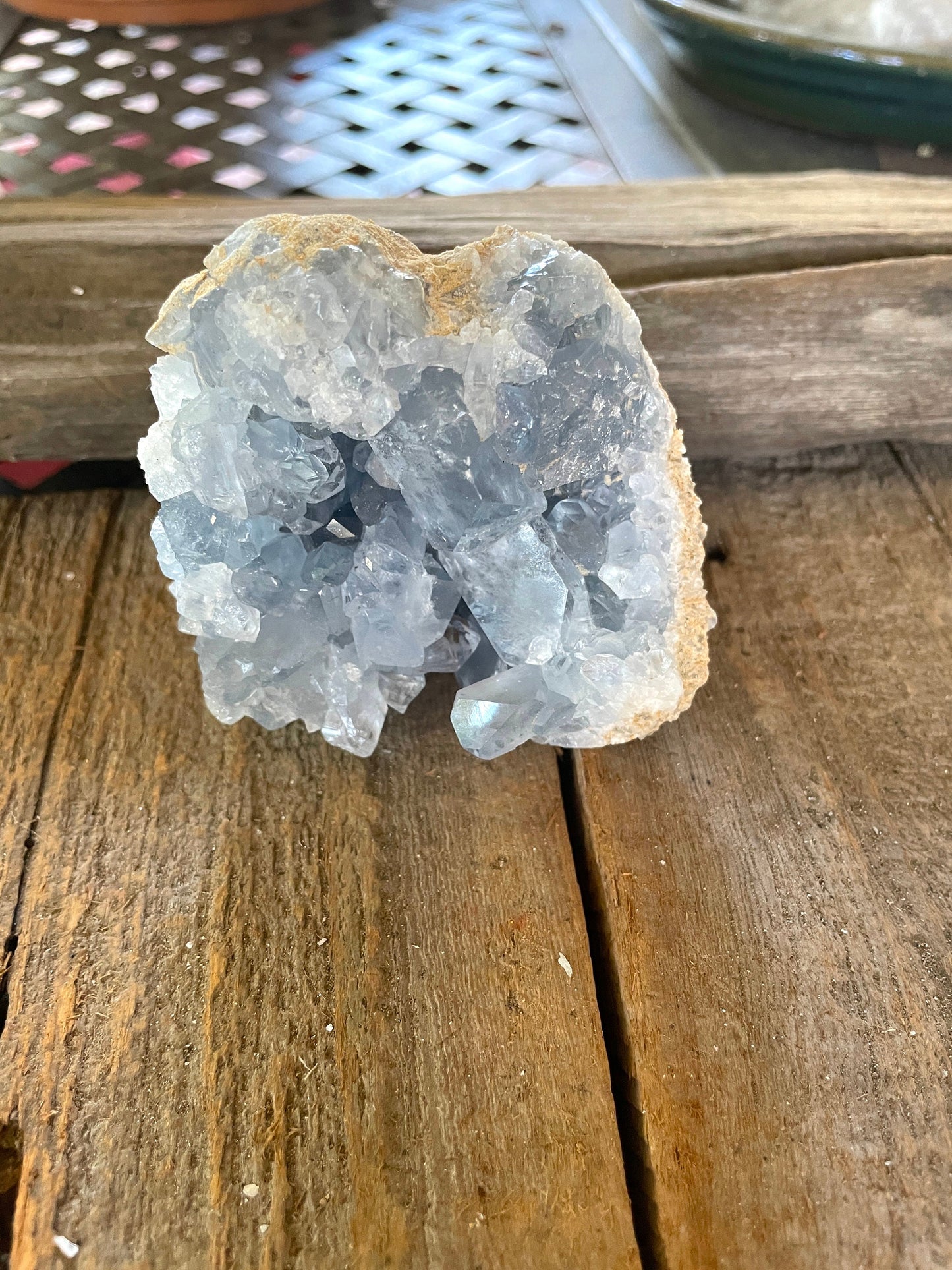 Sparkly Blue Celestine/Celestite Geode 486g 1lb 1.1oz Specimen, Madagascar Mineral Crystal