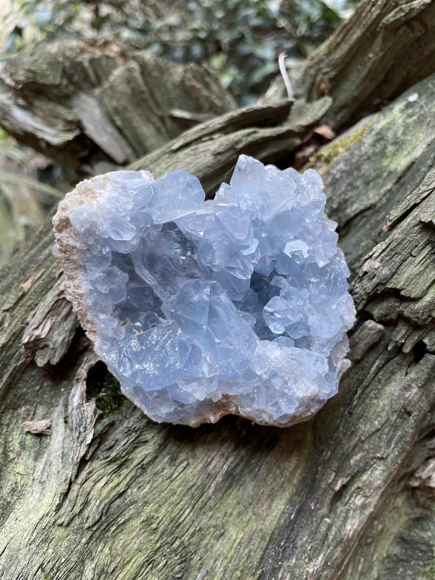 Sparkly Blue Celestine/Celestite Geode 486g 1lb 1.1oz Specimen, Madagascar Mineral Crystal