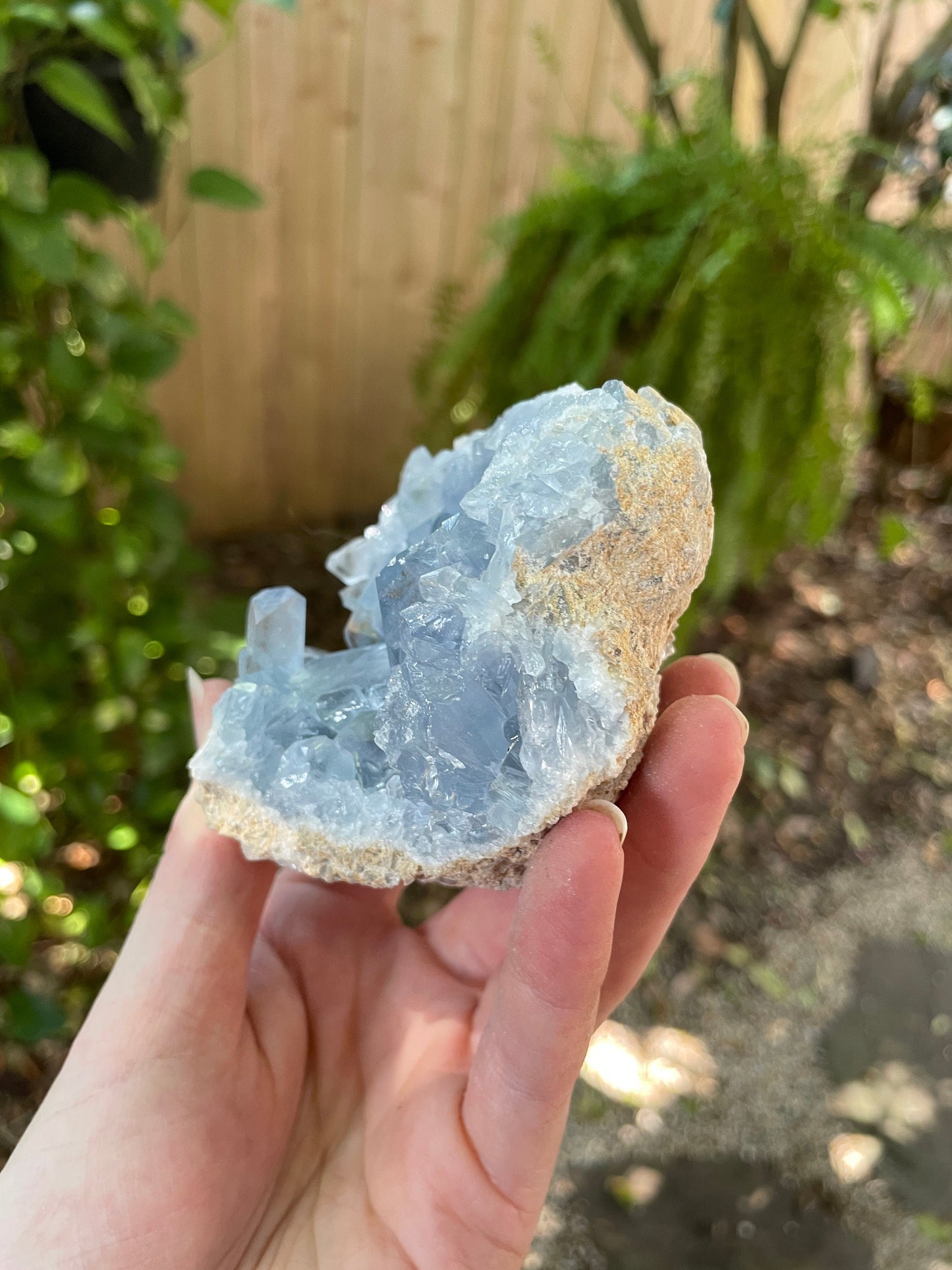 Sparkly Blue Celestine/Celestite Geode 486g 1lb 1.1oz Specimen, Madagascar Mineral Crystal