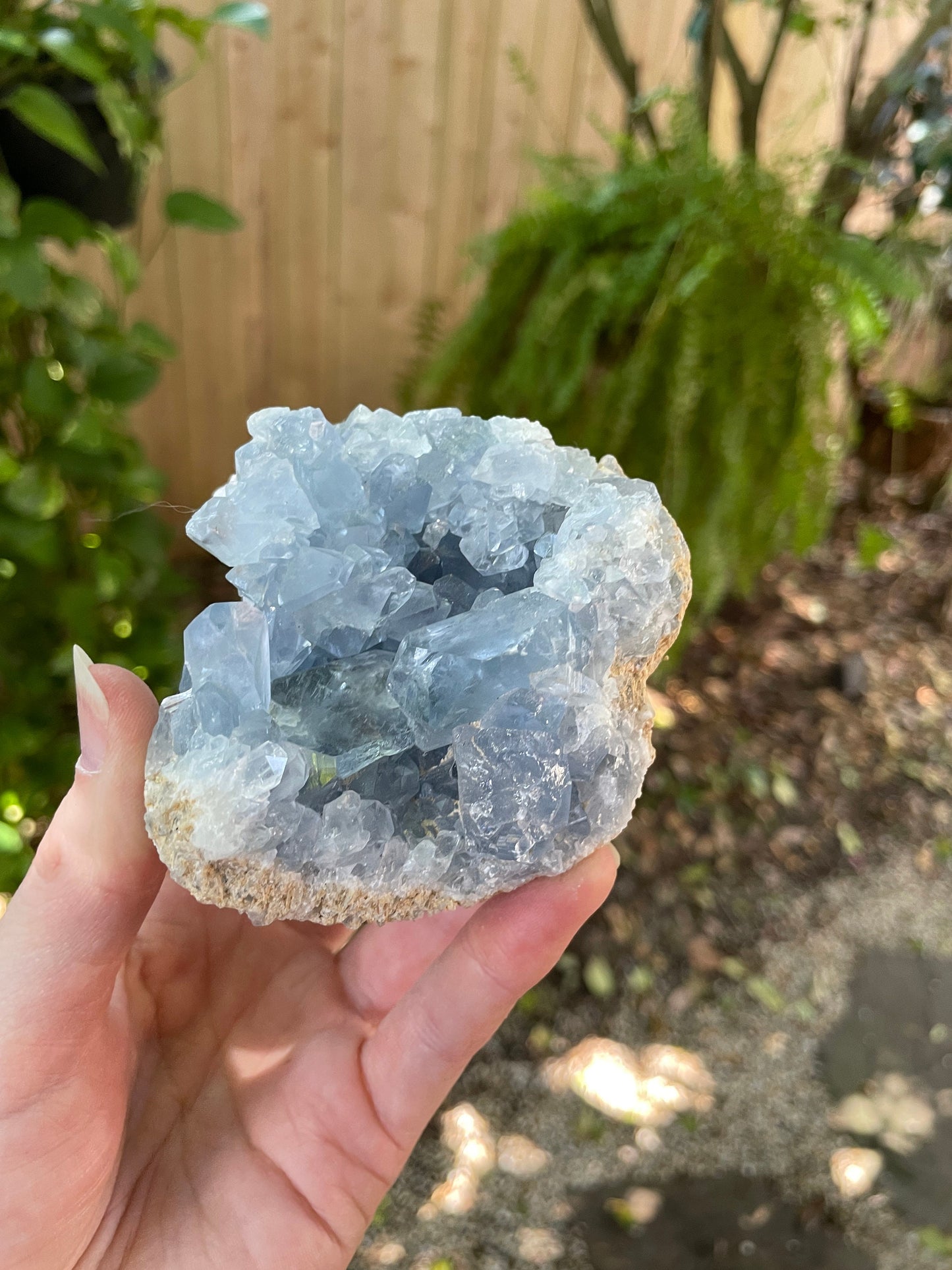 Sparkly Blue Celestine/Celestite Geode 486g 1lb 1.1oz Specimen, Madagascar Mineral Crystal