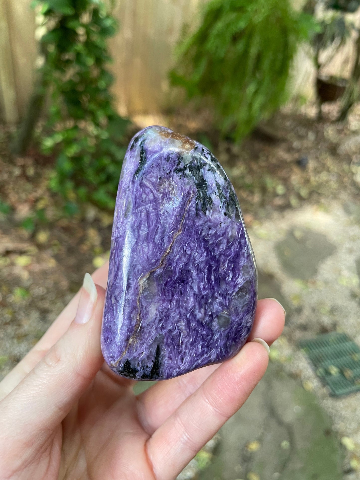 Rare Large Charoite Palm Stone Specimen 305g From Sakha Republic, Siberia, Russia Mineral