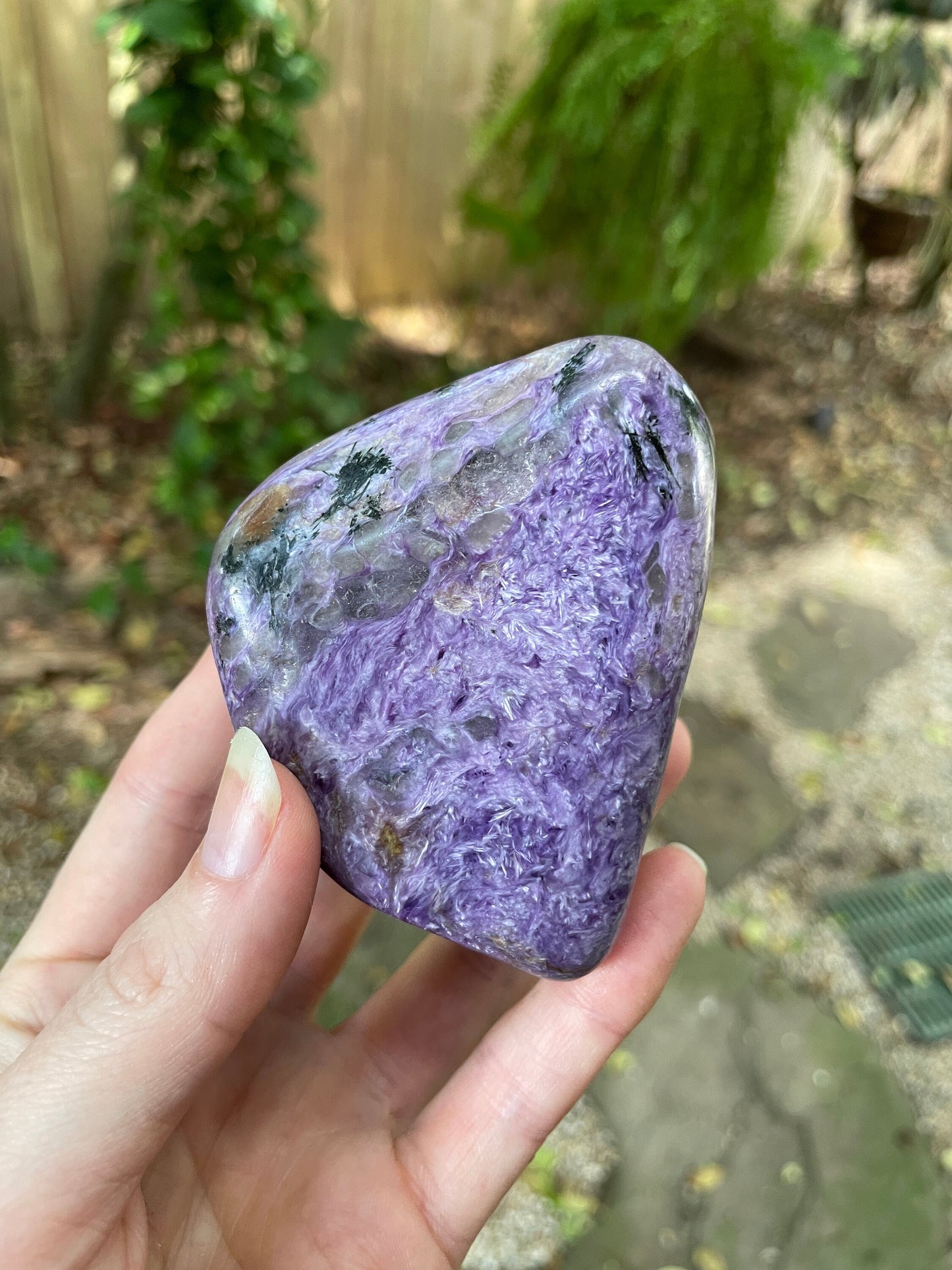 Rare Large Charoite Palm Stone Specimen 305g From Sakha Republic, Siberia, Russia Mineral