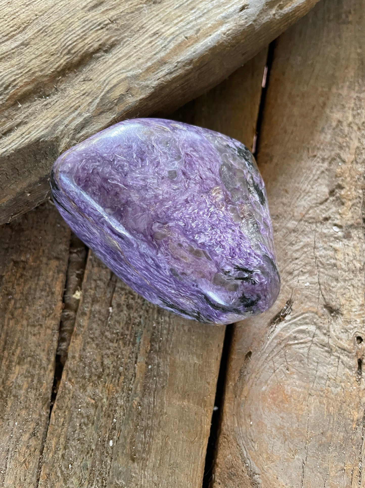 Rare Large Charoite Palm Stone Specimen 305g From Sakha Republic, Siberia, Russia Mineral