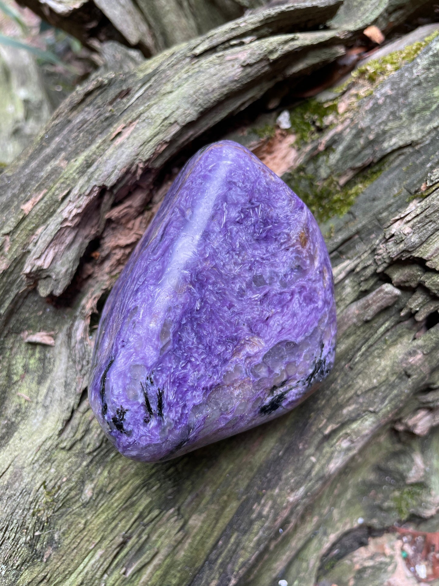 Rare Large Charoite Palm Stone Specimen 305g From Sakha Republic, Siberia, Russia Mineral