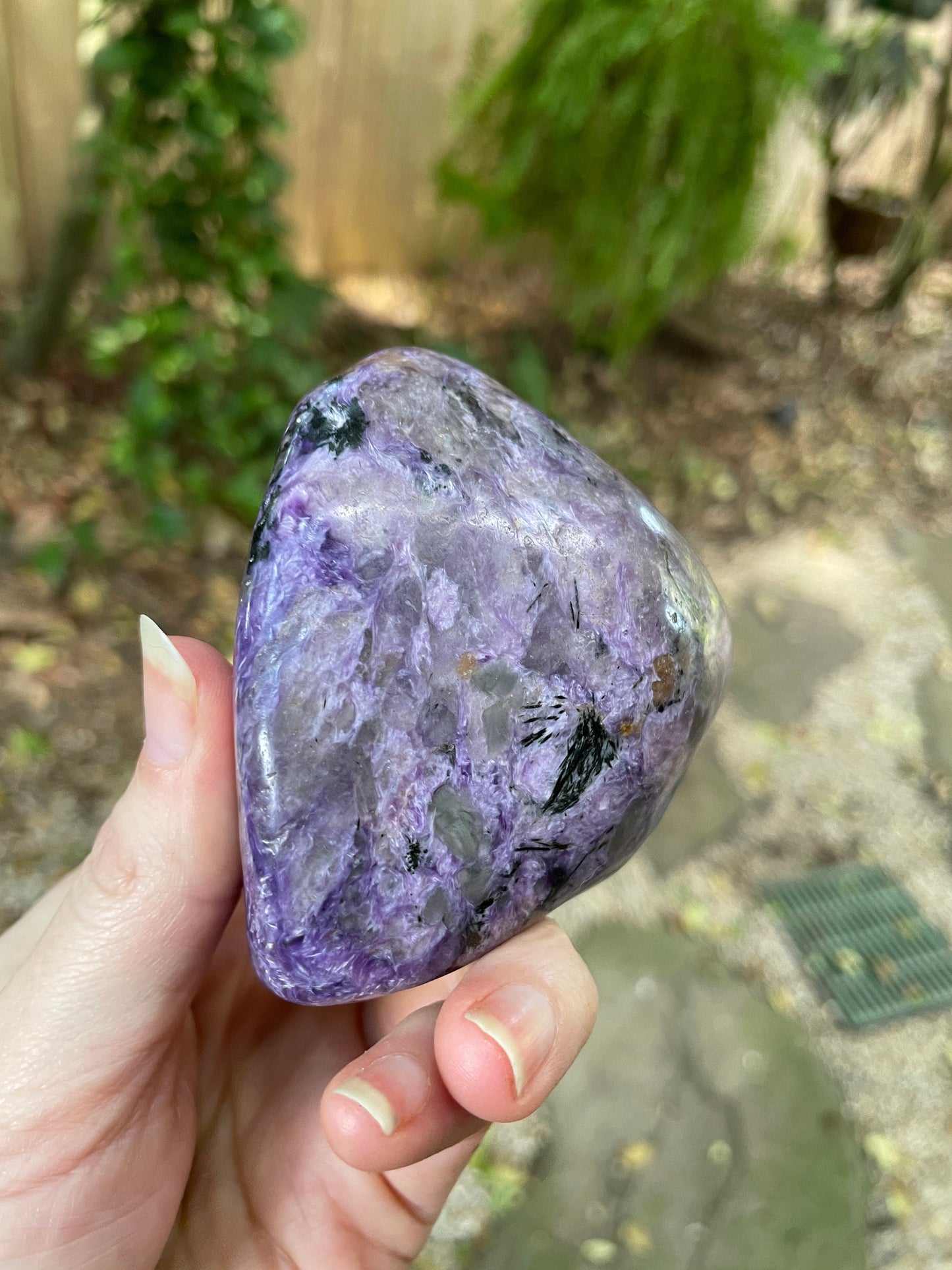 Rare Large Charoite Palm Stone Specimen 305g From Sakha Republic, Siberia, Russia Mineral