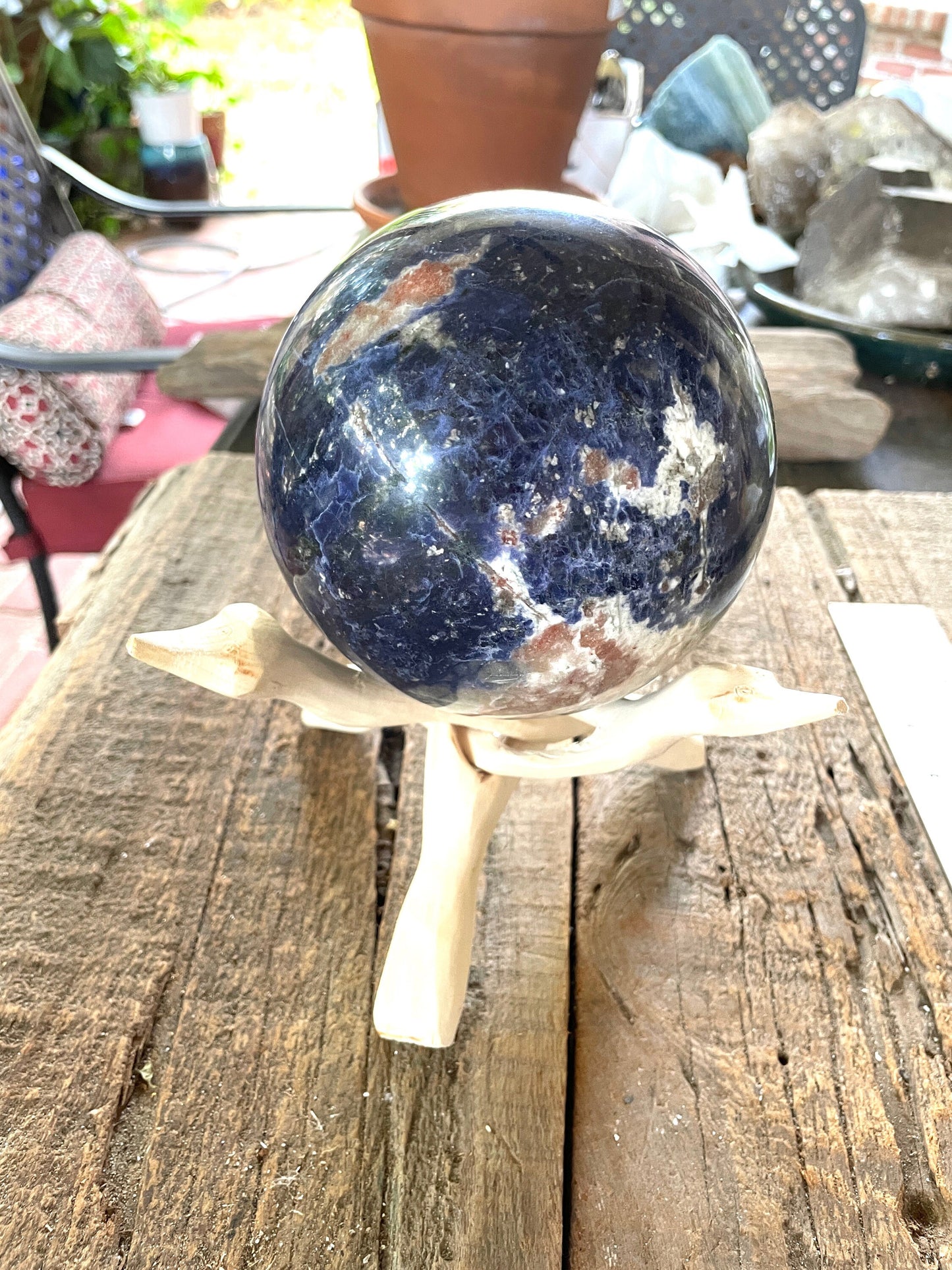 Quality XL Blue Sodalite Polished Crystal Sphere Specimen 2.44kg 5lbs 6.2oz 128mm 5" From Brazil Mineral