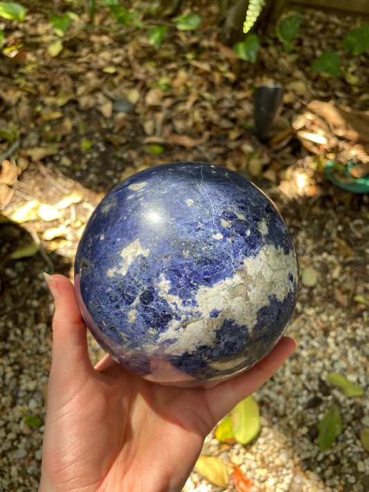 Quality XL Blue Sodalite Polished Crystal Sphere Specimen 2.44kg 5lbs 6.2oz 128mm 5" From Brazil Mineral