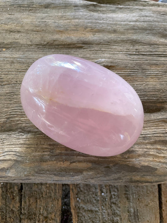 Polished Rose Quartz Palm Stone From Madagascar 168.1g Specimen Mineral Crystal