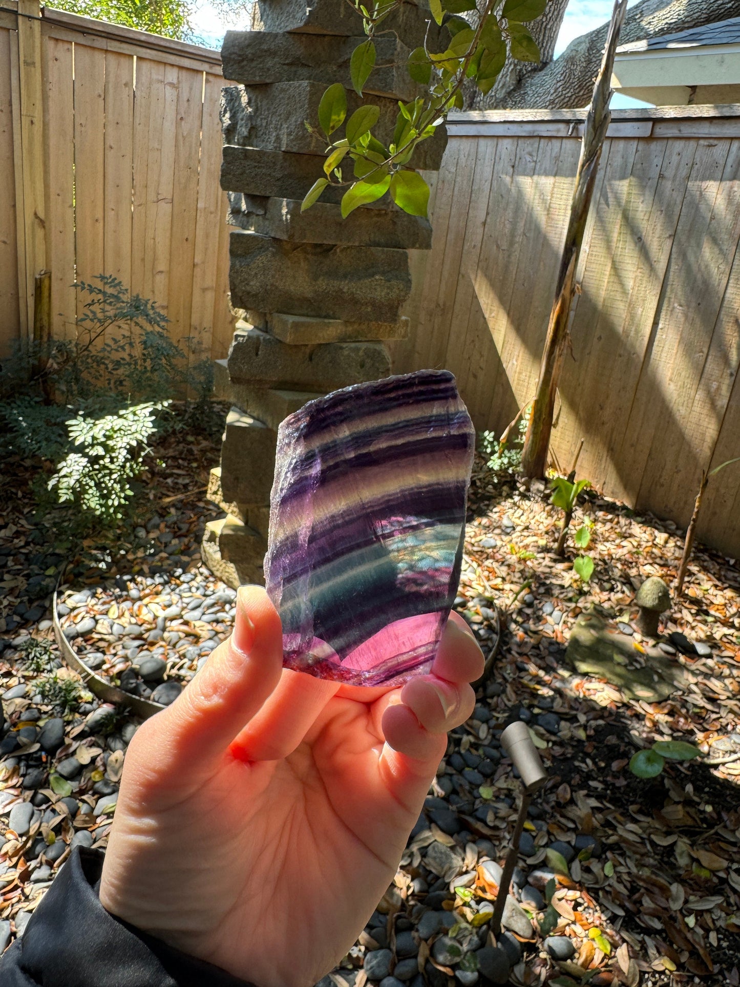 Polished Rainbow Fluorite Slice Specimen 80g from China. Mineral Crystal